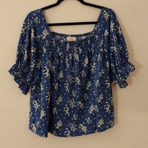 Melloday Blue Floral Top, size L